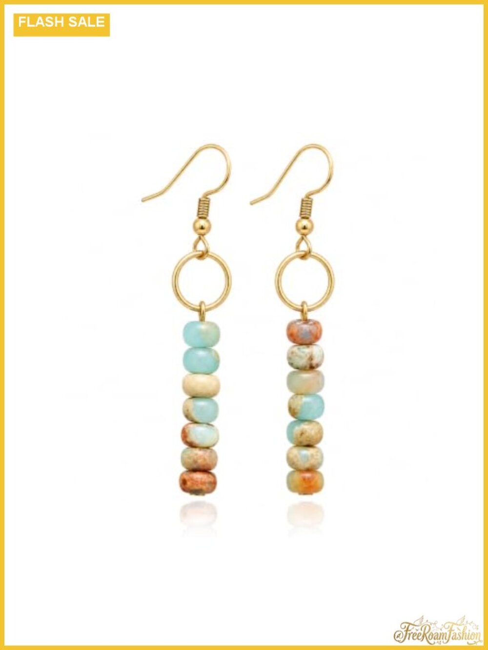 Handmade Boho Gold Dangle Earrings 18K Gold Plated Brass Drop